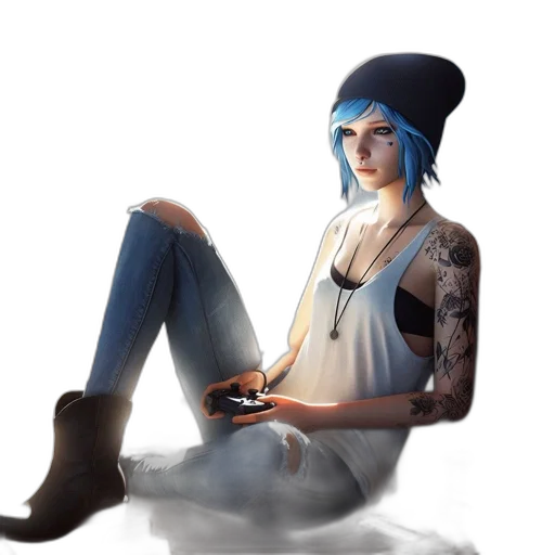 hat, face, concept art, fantasy art, photorealistic, pixel art, blue, image transparent PNG cut-out