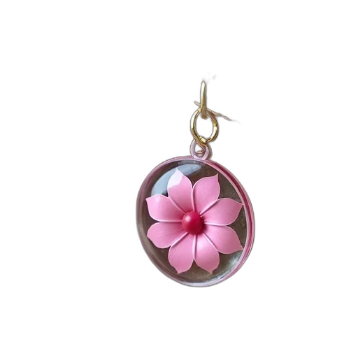 jewelry, flower, 3d render, photorealistic, brown, leather, purse, pink transparent PNG cut-out
