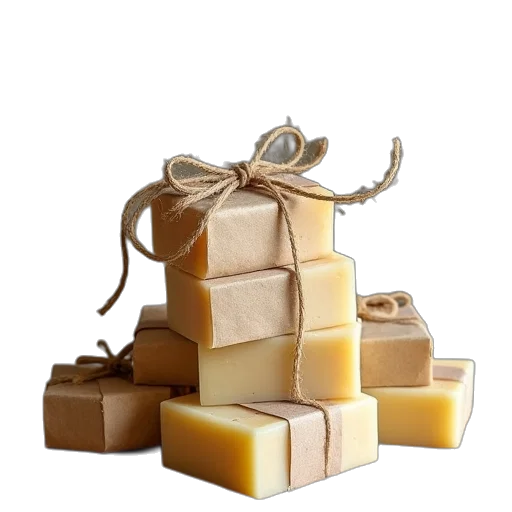 food, golden, earth tones, stack, soaps, table, kraft, labels transparent PNG cut-out