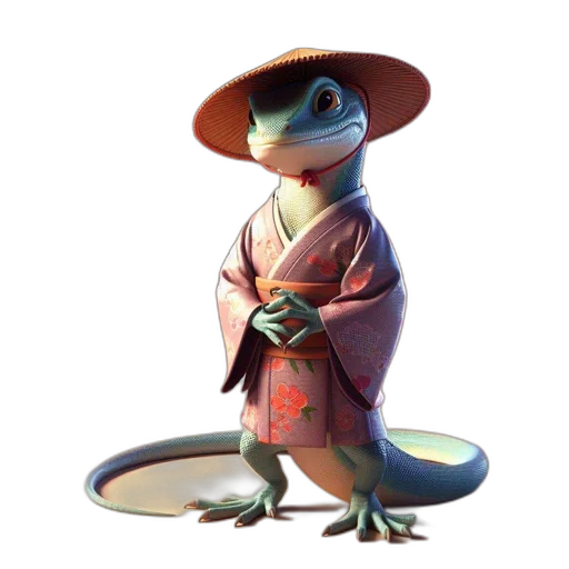 dragon, hat, staff, animal, concept art, fantasy art, photorealistic, 3d render transparent PNG cut-out