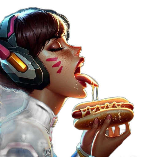 food, robot, cyberpunk, concept art, vaporwave, photorealistic, neon lights, young transparent PNG cut-out
