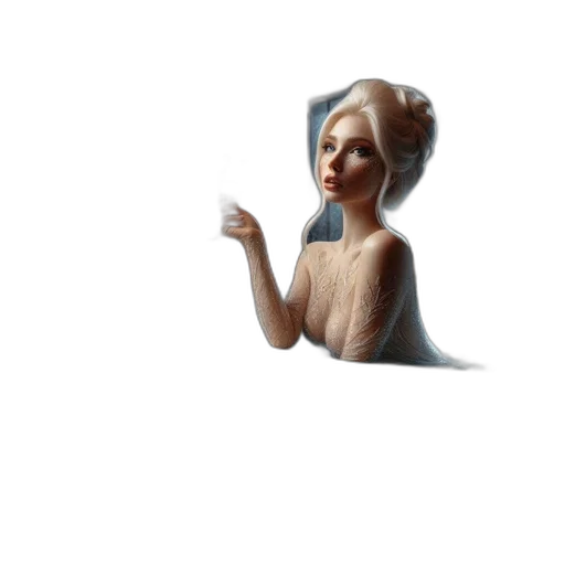 hair, creature, dress, face, 3d render, concept art, pixel art, fantasy art transparent PNG cut-out