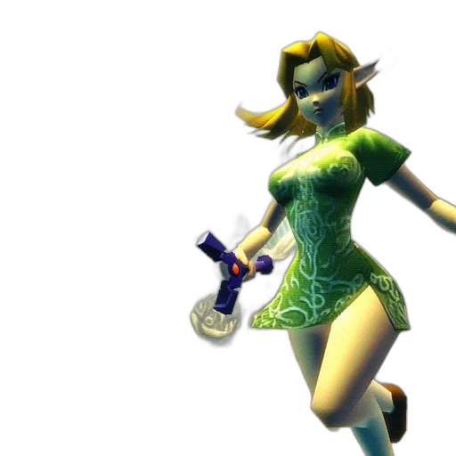 dress, 3d render, concept art, green, female, player, character, reminiscent transparent PNG cut-out