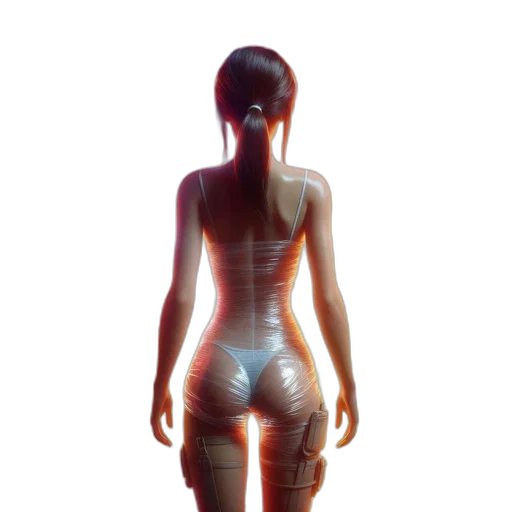 dress, robot, jacket, staff, 3d render, concept art, photorealistic, pixel art transparent PNG cut-out