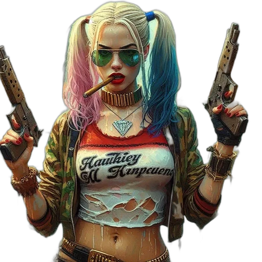 jacket, weapon, comic book art, cyberpunk, concept art, pixel art, rebellious, female transparent PNG cut-out