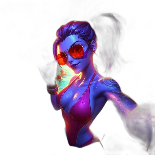 concept art, fantasy art, cyberpunk, comic book art, neon lights, neon, blue, colorful transparent PNG cut-out
