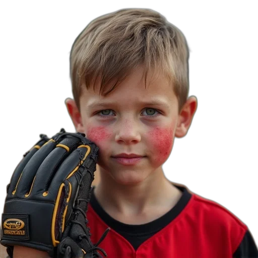 face, photorealistic, young, boy, short, hair, wearing, baseball transparent PNG cut-out
