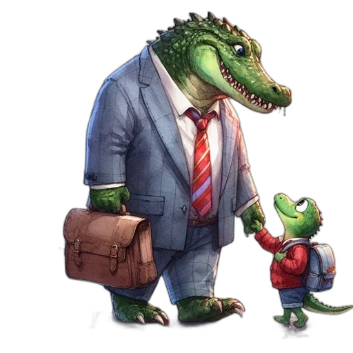 concept art, formal, alligator, shakes, hands, young, cityscape, both transparent PNG cut-out