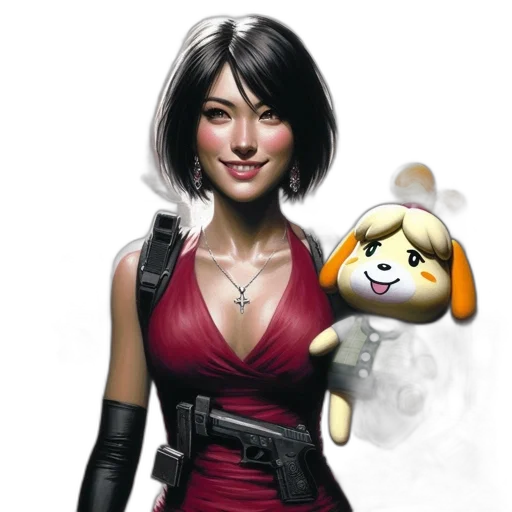 concept art, photorealistic, comic book art, fantasy art, woman, red, dress, stuffed transparent PNG cut-out