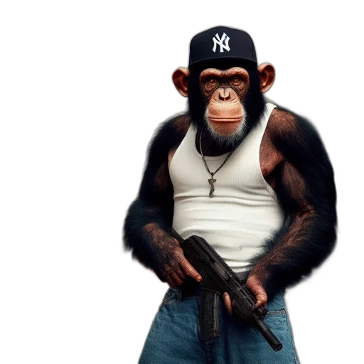 animal, photorealistic, concept art, 3d render, urban, scene, features, monkey transparent PNG cut-out