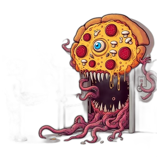 food, creature, concept art, pixel art, comic book art, fantasy art, red, amusing transparent PNG cut-out