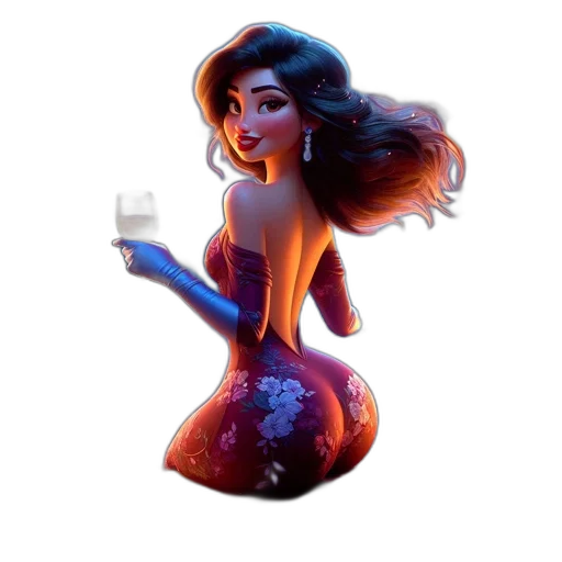 dress, concept art, fantasy art, cartoon, comic book art, fire, woman, long transparent PNG cut-out