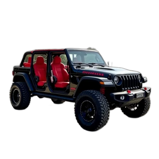 car, 3d render, black, red, off-road, vehicle, open, top transparent PNG cut-out