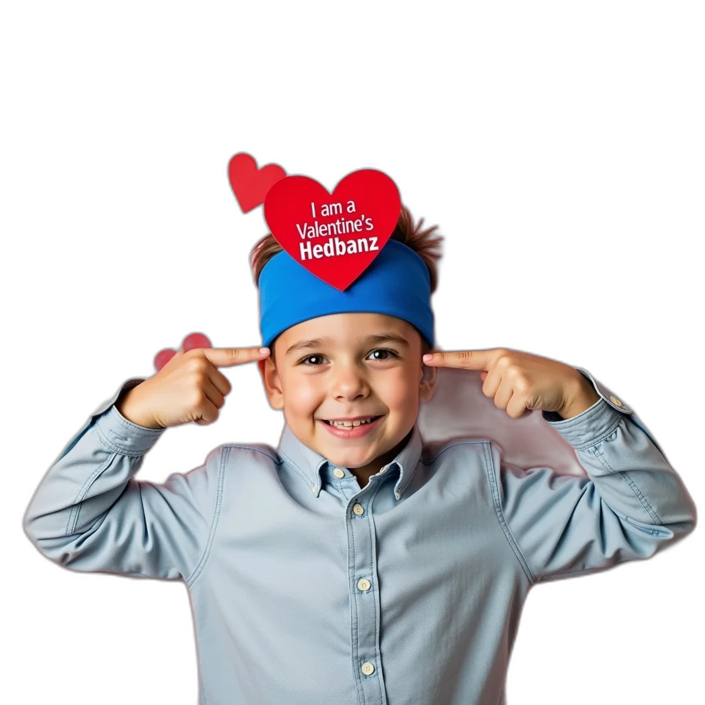 hat, crown, young, boy, wearing, blue, headband, red transparent PNG cut-out