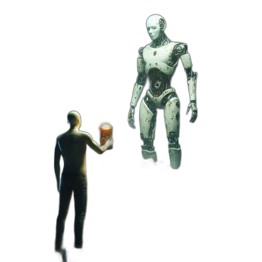 robot, weapon, mask, creature, concept art, 3d render, pixel art, comic book art transparent PNG cut-out