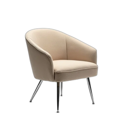 furniture, 3d render, sleek, modern, chair, beige, cushioned, seat transparent PNG cut-out