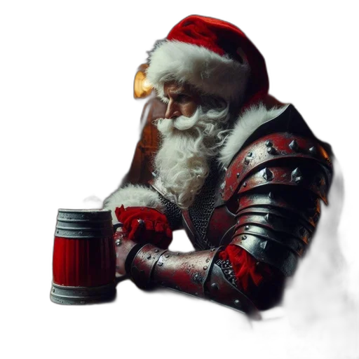 robot, concept art, 3d render, photorealistic, man, santa, claus, attire transparent PNG cut-out
