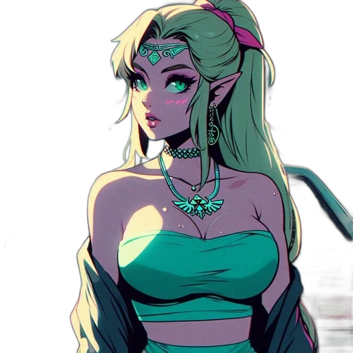 dress, jewelry, anime, concept art, fantasy art, vaporwave, green, pastel transparent PNG cut-out