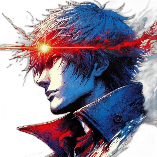 face, sword, weapon, jacket, concept art, comic book art, fantasy art, anime transparent PNG cut-out