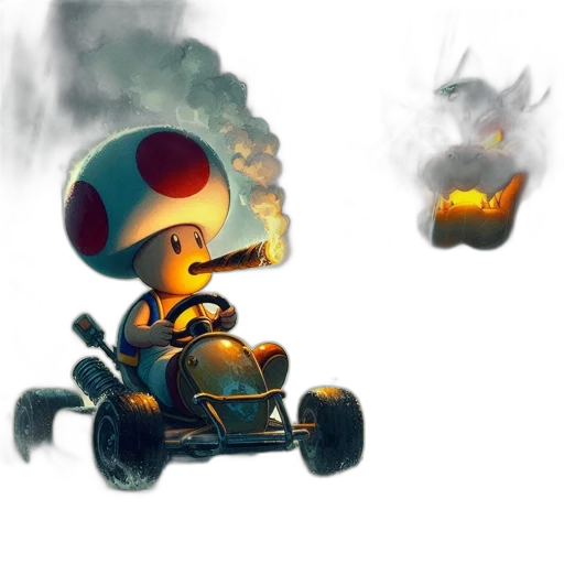 car, robot, concept art, pixel art, fantasy art, watercolor, fire, fog transparent PNG cut-out