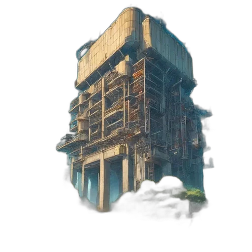 building, furniture, robot, face, concept art, 3d render, pixel art, cyberpunk transparent PNG cut-out