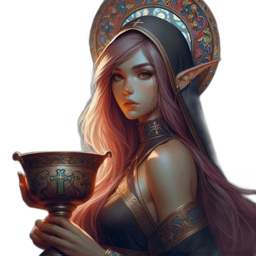 crown, hat, jewelry, staff, fantasy art, concept art, oil painting, photorealistic transparent PNG cut-out