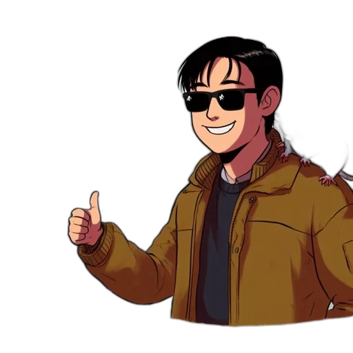 jacket, cartoon, pixel art, anime, 3d render, animated, character, young transparent PNG cut-out