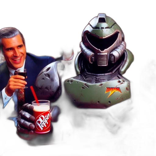 robot, weapon, concept art, 3d render, vaporwave, outer space, dining, area transparent PNG cut-out