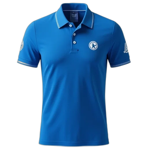 blue, polo, shirt, collar, button, top, has, white transparent PNG cut-out