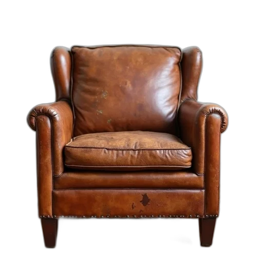 furniture, crown, jacket, 3d render, photorealistic, earth tones, worn-out, leather transparent PNG cut-out