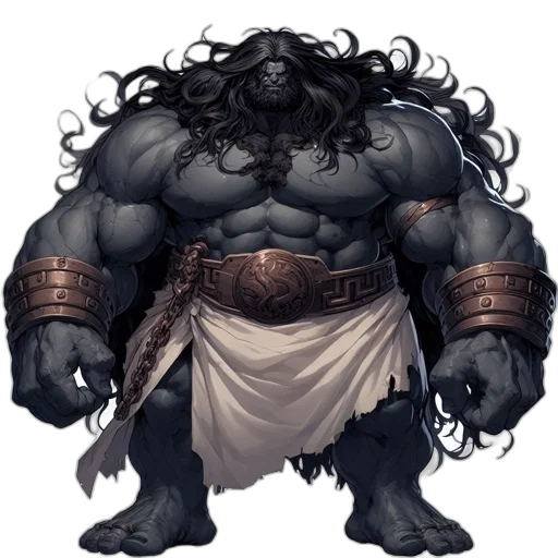 concept art, fantasy art, comic book art, pixel art, dark, imposing, muscular, humanoid transparent PNG cut-out