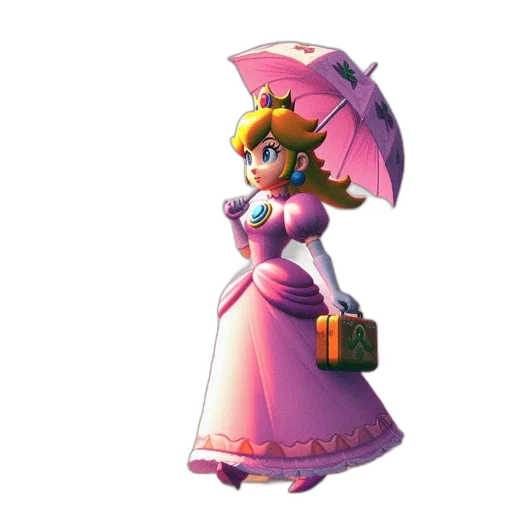 dress, umbrella, crown, staff, concept art, 3d render, pixel art, vaporwave transparent PNG cut-out