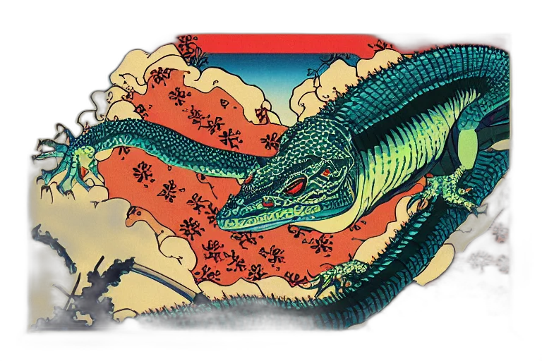 dragon, concept art, vaporwave, fantasy art transparent PNG cut-out
