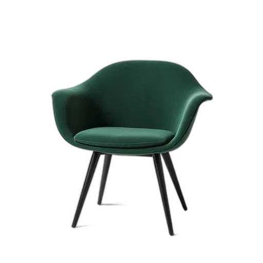 furniture, 3d render, green, modern, chair, curved, backrest, seat transparent PNG cut-out
