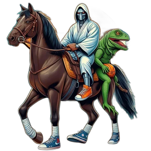 dragon, concept art, fantasy art, pixel art, comic book art, horse, motion, ridden transparent PNG cut-out