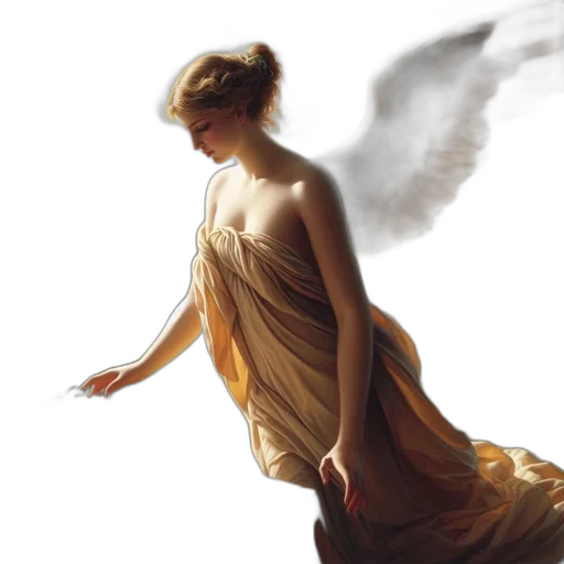 dress, fantasy art, photorealistic, concept art, oil painting, golden, golden-robed, winged transparent PNG cut-out
