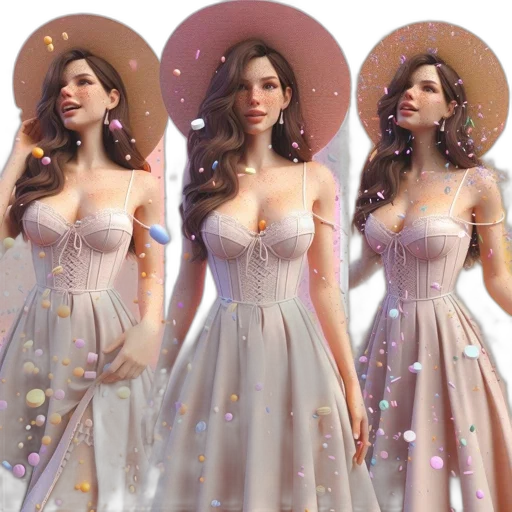 dress, concept art, 3d render, fantasy art, photorealistic, pastel, golden, earth tones transparent PNG cut-out
