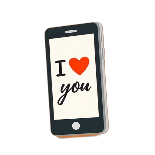 stylized, illustration, smartphone, screen, displaying, text, love, cursive transparent PNG cut-out