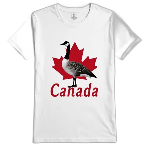 white, t-shirt, graphic, canada, goose, center, surrounded, red transparent PNG cut-out