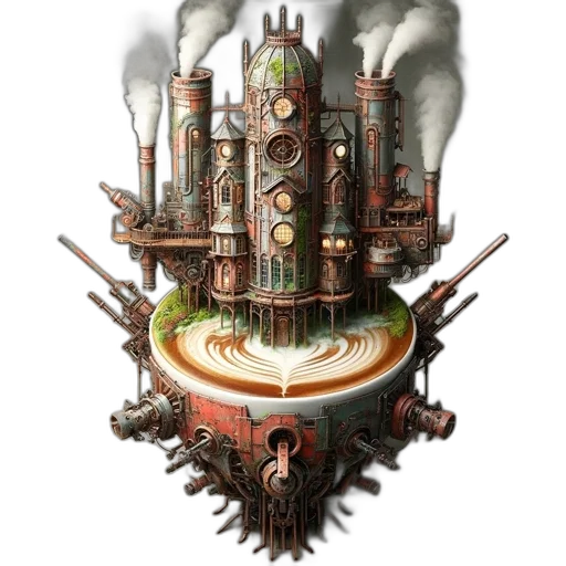 robot, concept art, fantasy art, pixel art, 3d render, steampunk-styled, architecture, combines transparent PNG cut-out
