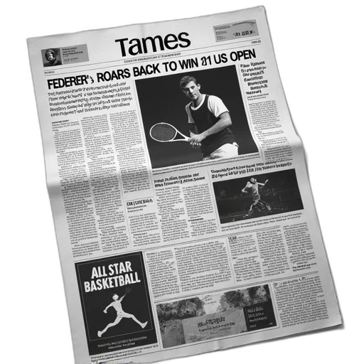 black, white, newspaper, page, various, articles, advertisements, top transparent PNG cut-out