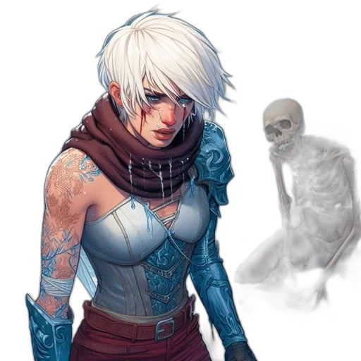 face, concept art, fantasy art, comic book art, cyberpunk, snow, blue, dark transparent PNG cut-out