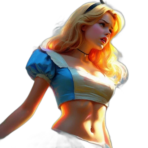 dress, comic book art, fantasy art, concept art, photorealistic, colorful, blue, contemplative transparent PNG cut-out