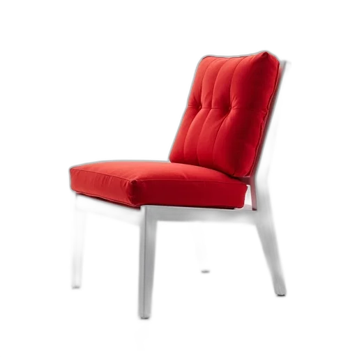 furniture, 3d render, red, modern, chair, white, frame, cushioned transparent PNG cut-out