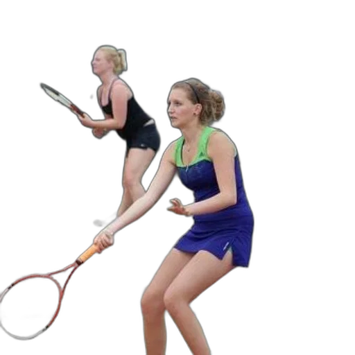 photorealistic, 3d render, two, female, tennis, players, court, sign transparent PNG cut-out