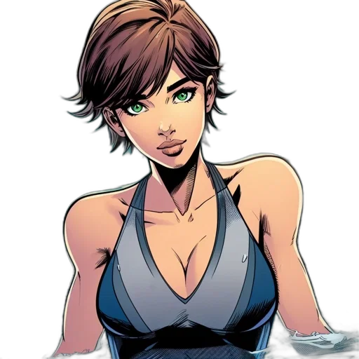comic book art, cartoon, concept art, anime, animated, female, character, wavy transparent PNG cut-out