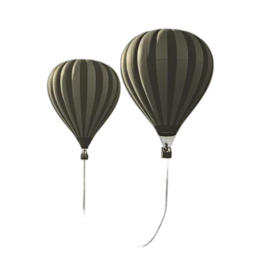 3d render, concept art, vintage, photograph, two, hot, air, balloons transparent PNG cut-out