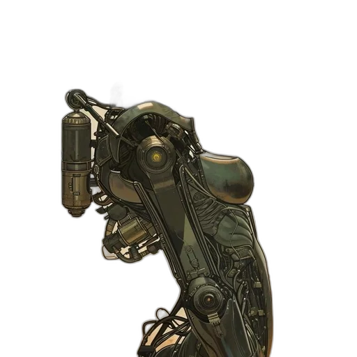 robot, weapon, staff, creature, concept art, cyberpunk, fantasy art, 3d render transparent PNG cut-out