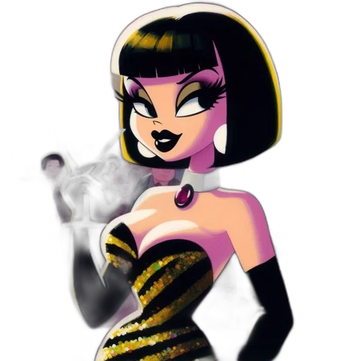dress, jewelry, cartoon, comic book art, concept art, fantasy art, stylish, animated transparent PNG cut-out