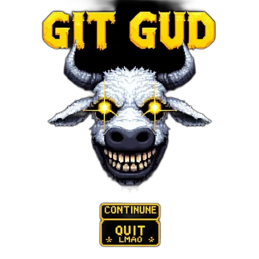 pixel art, ominous, pixelated, bull-like, creature, glares, down, perch transparent PNG cut-out